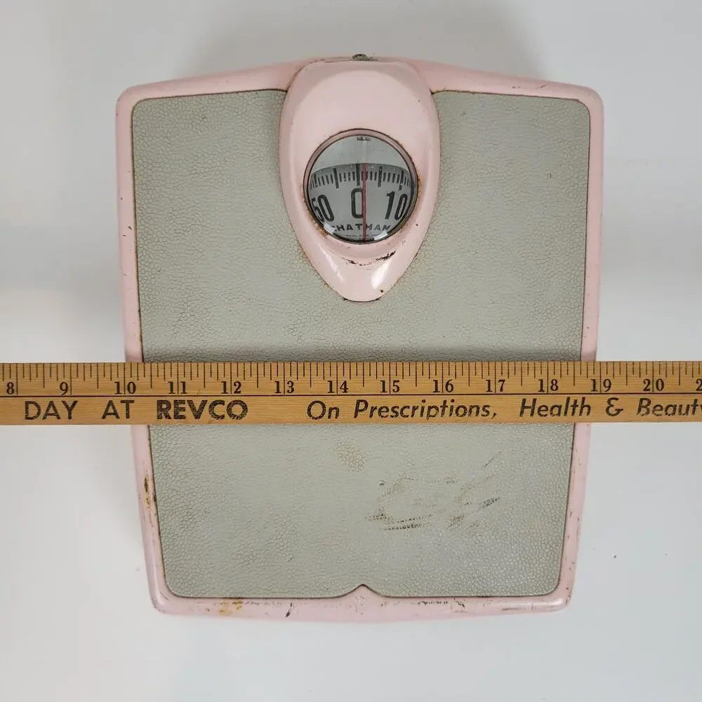 Vtg Chatham Bathroom Standing Weighing Scale Gray Pink Industrial Mid Century